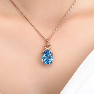 2Ct Natural Blue Sapphire Pendant Necklace Women Jewelry - Genuine - Gemstone