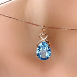 2Ct Natural Blue Sapphire Pendant Necklace Women Jewelry - Genuine - Gemstone