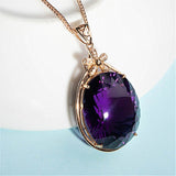 4ct Amethyst Gemstone Pendant Necklace Gold Wedding Jewelry for Women - Genuine - Gemstone