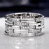 Luxury Silver Women Ring Anniversary Wedding Jewelry