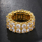 Classic Iced Out Zircon Ring Gold Solitaire For Women Jewelry