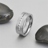 Inlay Sapphire 8mm Ring Engagement Wedding Women Jewelry