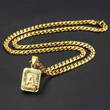 Initial Letter Pendant Necklace for Women Men Gold Curb Chain Jewelry