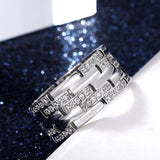 Luxury Silver Women Ring Anniversary Wedding Jewelry