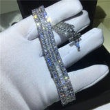 Lab Diamond Bangle Bracelet White Gold Wedding For Women Jewelryù