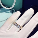 4mm Cross Diamond 10K Gold Ring Engagement band for Women Jewelry