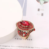 Antique Gold Red Ruby Ring For Women Wedding  Jewelry