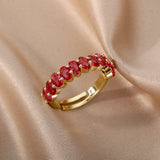 Red Ruby Golden Ring for Women Wedding Party Jewelry