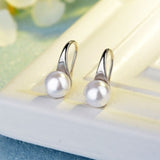 Natural Freshwater Pearl Silver Drop Earrings Women Hook Dangle