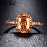 Big Square  Champagne Zircon Ring Rose Gold For Women Jewelry