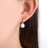 Natural Freshwater Pearl Silver Drop Earrings Women Hook Dangle