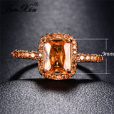Big Square  Champagne Zircon Ring Rose Gold For Women Jewelry