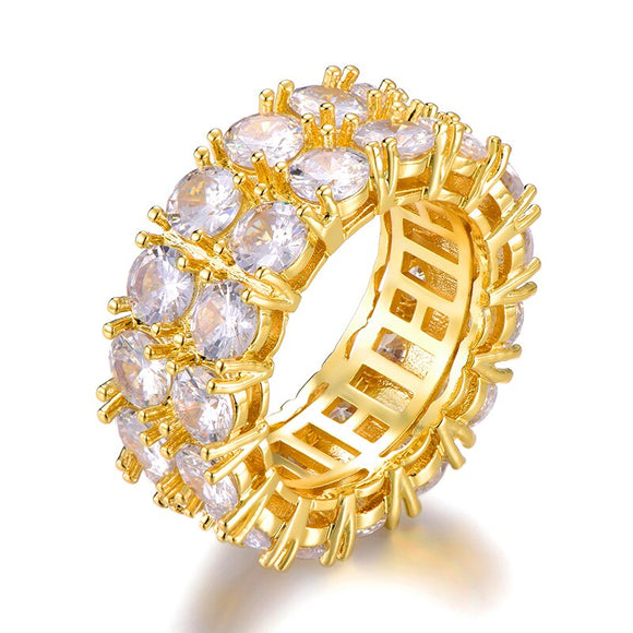 Classic Iced Out Zircon Ring Gold Solitaire For Women Jewelry