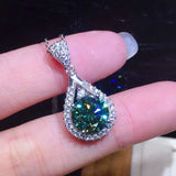 Green Water Drop Pendant Necklace for Women Party Jewelry