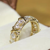 4mm Cross Diamond 10K Gold Ring Engagement band for Women Jewelry
