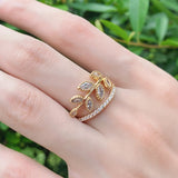 White Natural Zircon Engagement Ring 585 Rose Gold For Women Jewelry