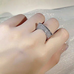 Hollow Out Diamond Ring 925 Silver Women Party Jewelry