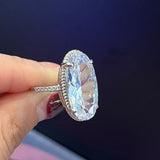 Luxury Big Oval Zircon Ring Women Silver Engagement Jewelry