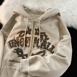 Zip Up Hoodie for Men and Women Full Gothic Sweatshirt Hip Hop Jacket Coat Tops