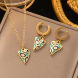 Four-leaf Clover Earrings Necklace Set For Women Drop Pendant Jewelry