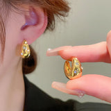 Vintage Thick Teardrop Earrings for Women Gold Dome Jewelry