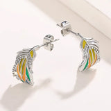 Colorful Enamel Feather Earrings for Women Exquisite Wedding Jewelry