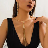 Long Tassel Acrylic Bead Jewelry Set for Women Chest Chain Punk Jewelry
