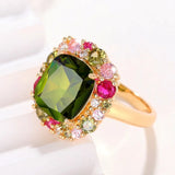 Big Green Zircon Ring for Women Wedding Engagement Party Jewelry