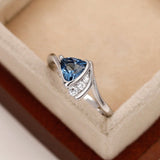 Unique Blue Zircon Ring for Women Engagement Jewelry