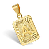 Initial Letter Pendant Necklace for Women Men Gold Curb Chain Jewelry