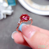 Red Moissanite Gold Ring Women Engagement Jewelry