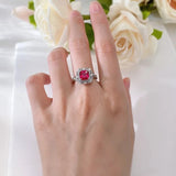 Red Ruby Gemstone Ring 925 Sterling Silver For Women Wedding Fine Jewelry