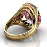 Big Purple Amethyst Ring Gold for Women Party Wedding Jewelry