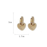 Classic Pearl Heart Dangle Earrings For Women Wedding Jewelry