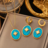 47448645534006Four-leaf Clover Earrings Necklace Set For Women Drop Pendant Jewelry