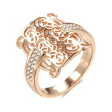 Vintage Gold Square Ring 585 Rose for Women Natural Zircon Jewelry