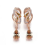 Pink Zircon Rose Gold Drop Earrings Jewelry Party Women