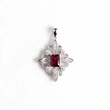 Natural Red Garnet Gemstone Pendant Silver Jewelry for Women