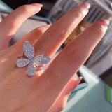 Dazzling Butterfly Full Paved Ring for Women Zircon Party Jewelry