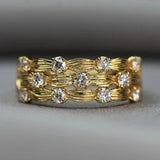 Paved Dazzling Zircon Ring Luxury Engagement Women Wedding Jewelry