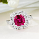 Red Ruby Gemstone Ring 925 Sterling Silver For Women Wedding Fine Jewelry