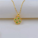 Classic inlaid Green Emerald Rotatable Necklace Jewelry