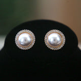 Vintage Pearl Double Layer Necklace Earrings Women Wedding Jewelry