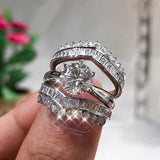 Luxury 3Pcs Zircon Set of Ring for Women Jewelry