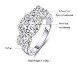 Luxury Three 5ct Ring Moissanite Engagement 18K Gold Jewelry