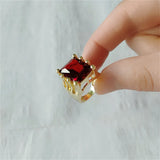 Red Rubby Ring Temperament Women Wedding Jewelry