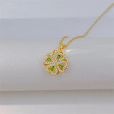Classic inlaid Green Emerald Rotatable Necklace Jewelry