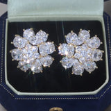 Luxury Round Zircon Earrings 14K Gold Party Women Jewelry