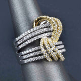 Luxury Two-tone Ring Lady Bright Anniversary Party Jewelry