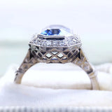 Temperament Blue Sapphire Ring Women Wedding Anniversary Jewelryù